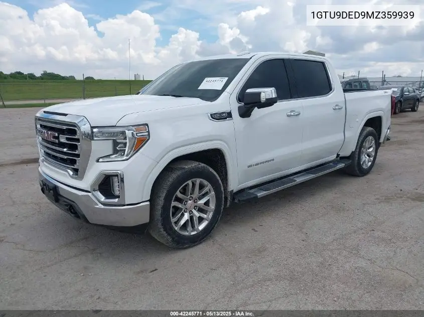 2021 GMC Sierra 1500 4Wd Short Box Slt VIN: 1GTU9DED9MZ359939 Lot: 42245771
