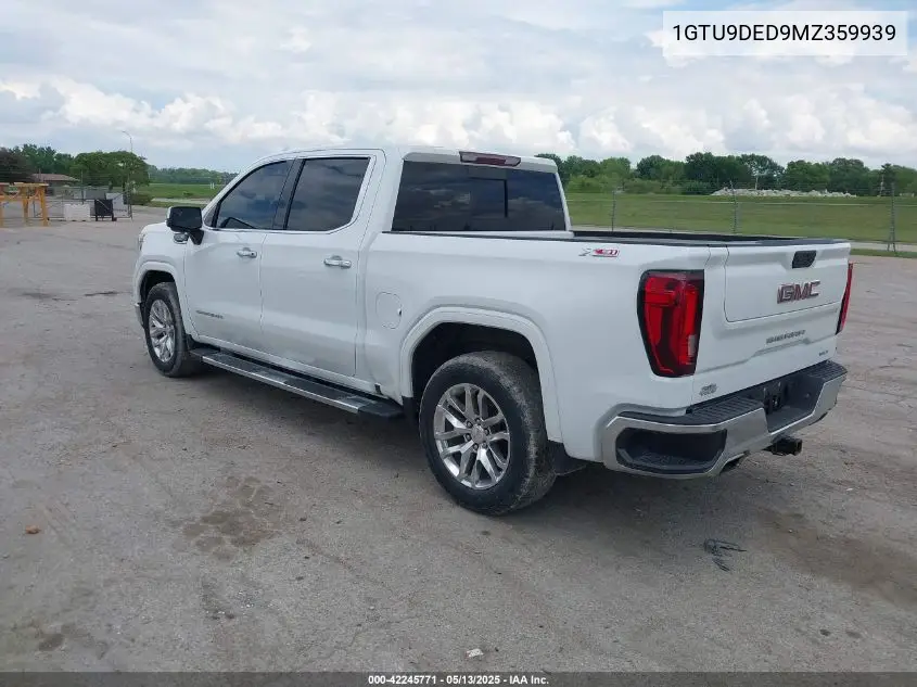 2021 GMC Sierra 1500 4Wd Short Box Slt VIN: 1GTU9DED9MZ359939 Lot: 42245771