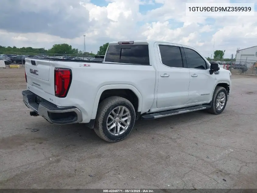 2021 GMC Sierra 1500 4Wd Short Box Slt VIN: 1GTU9DED9MZ359939 Lot: 42245771