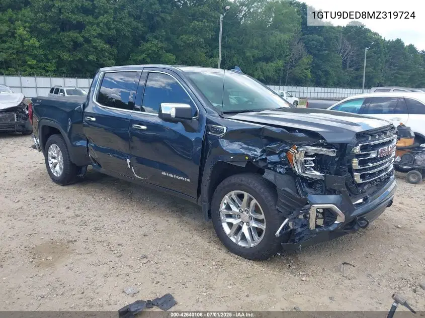 2021 GMC Sierra 1500 4Wd Short Box Slt VIN: 1GTU9DED8MZ319724 Lot: 42640106