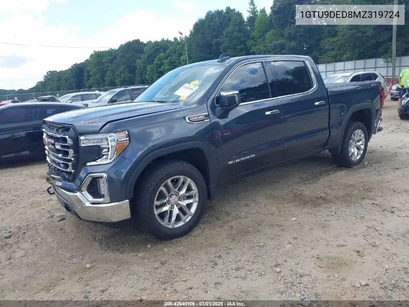 2021 GMC Sierra 1500 4Wd Short Box Slt VIN: 1GTU9DED8MZ319724 Lot: 42640106