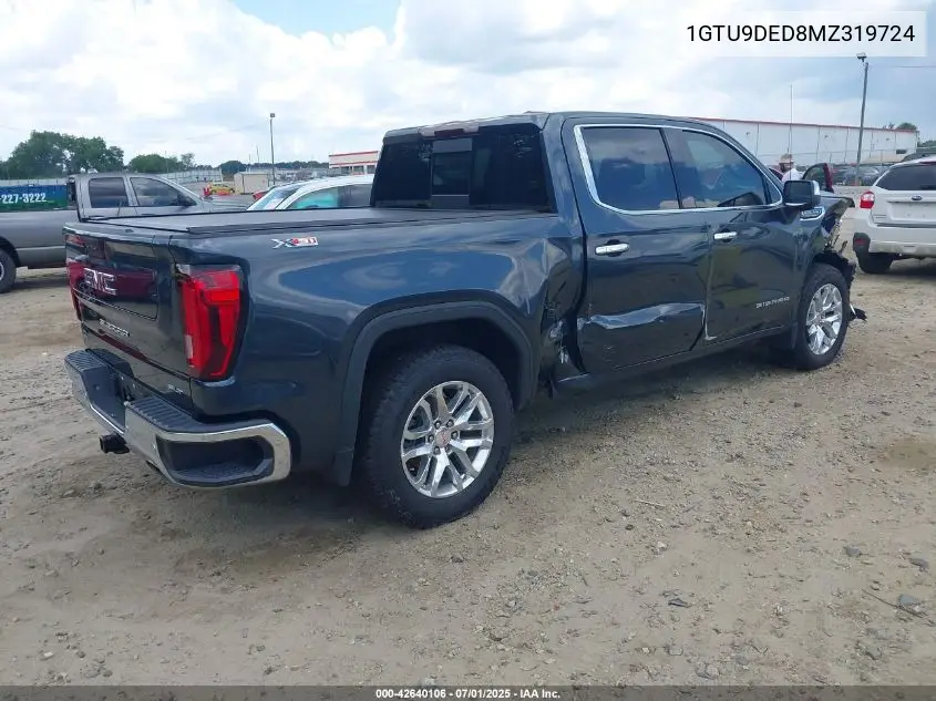 2021 GMC Sierra 1500 4Wd Short Box Slt VIN: 1GTU9DED8MZ319724 Lot: 42640106