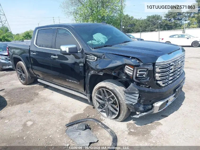2022 GMC Sierra K1500 Denali VIN: 1GTUUGED8NZ571863 Lot: 12336196