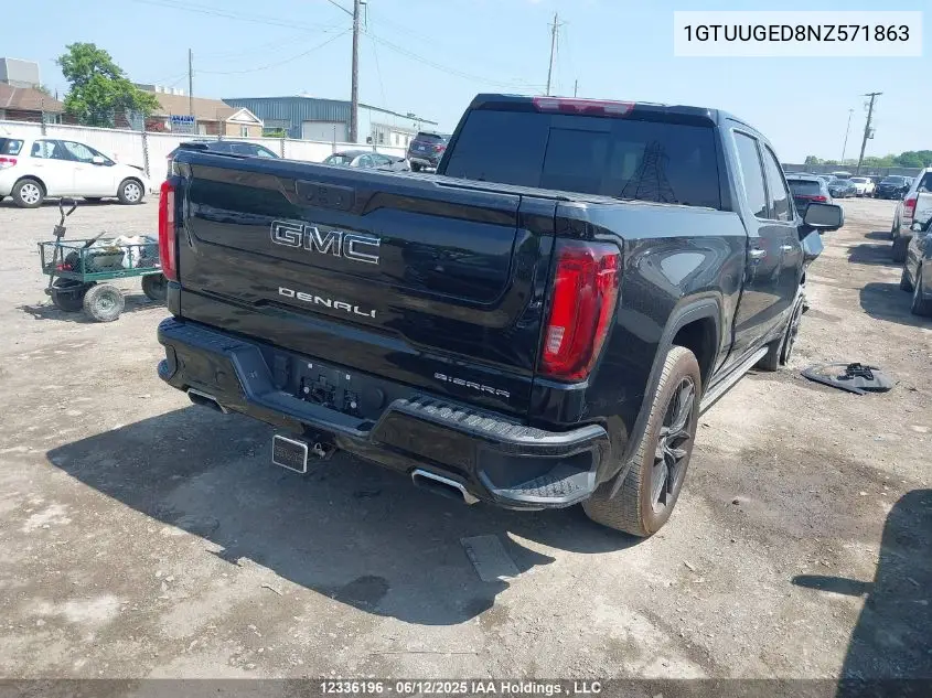 2022 GMC Sierra K1500 Denali VIN: 1GTUUGED8NZ571863 Lot: 12336196