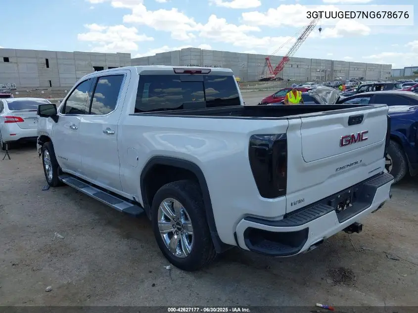 2022 GMC Sierra 1500 4Wd Short Box Denali VIN: 3GTUUGED7NG678676 Lot: 42627177
