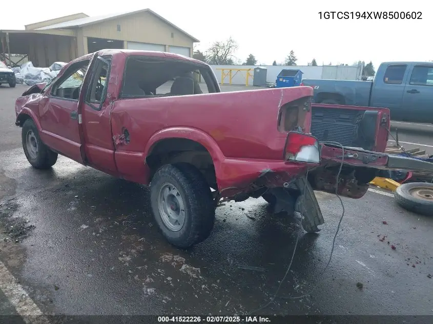 1998 GMC Sonoma Sls VIN: 1GTCS194XW8500602 Lot: 41522226