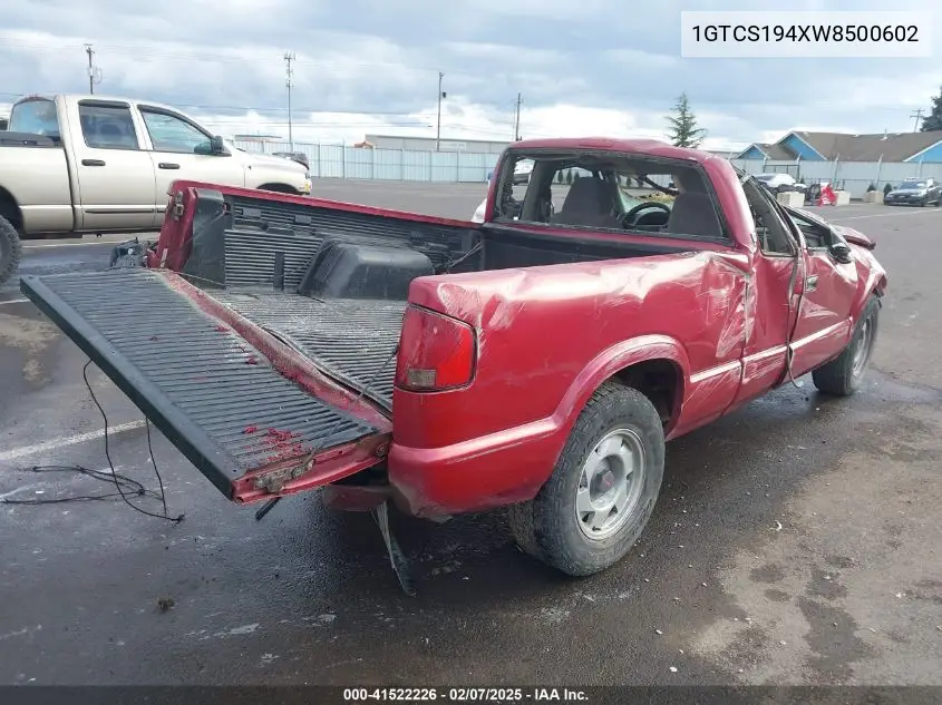 1998 GMC Sonoma Sls VIN: 1GTCS194XW8500602 Lot: 41522226
