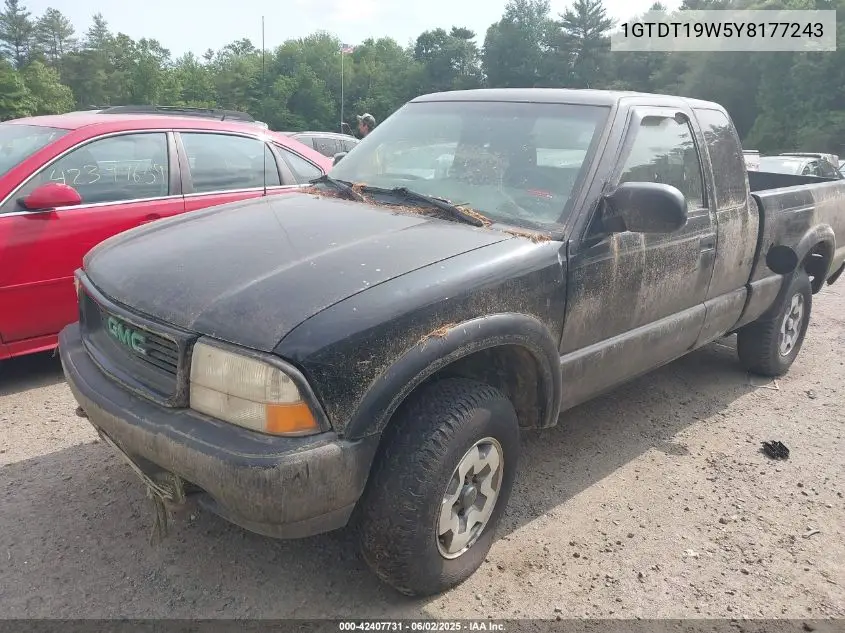 2000 GMC Sonoma Sls VIN: 1GTDT19W5Y8177243 Lot: 42407731