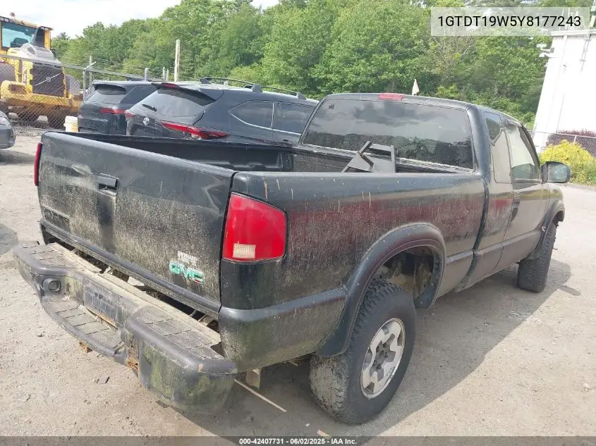 2000 GMC Sonoma Sls VIN: 1GTDT19W5Y8177243 Lot: 42407731