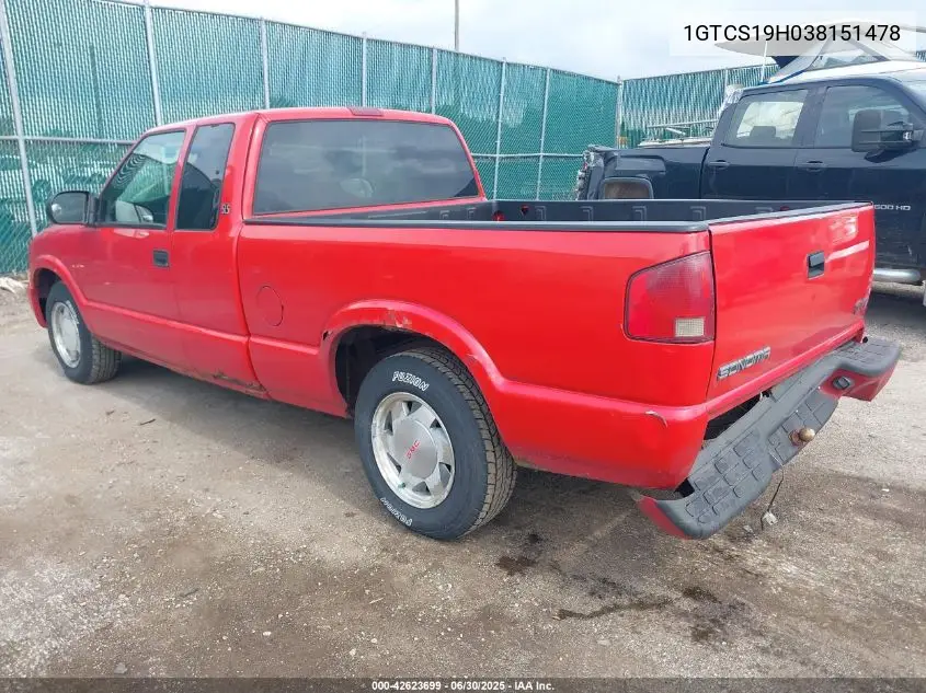 2003 GMC Sonoma Sls VIN: 1GTCS19H038151478 Lot: 42623699