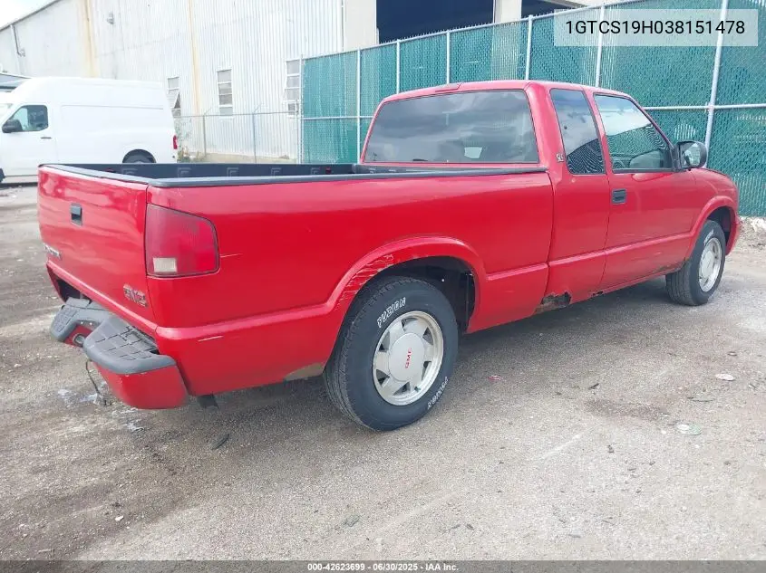 2003 GMC Sonoma Sls VIN: 1GTCS19H038151478 Lot: 42623699