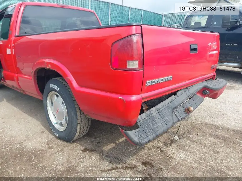 2003 GMC Sonoma Sls VIN: 1GTCS19H038151478 Lot: 42623699
