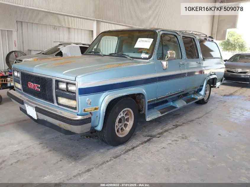 1989 GMC Suburban R15 Conventional VIN: 1GKER16K7KF509078 Lot: 42593032