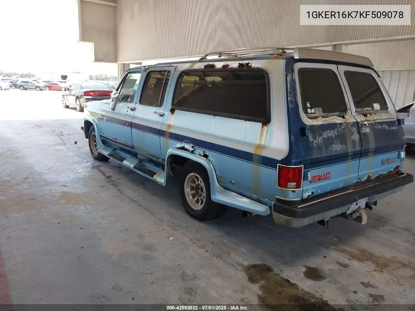 1989 GMC Suburban R15 Conventional VIN: 1GKER16K7KF509078 Lot: 42593032