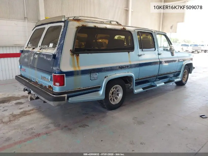 1989 GMC Suburban R15 Conventional VIN: 1GKER16K7KF509078 Lot: 42593032