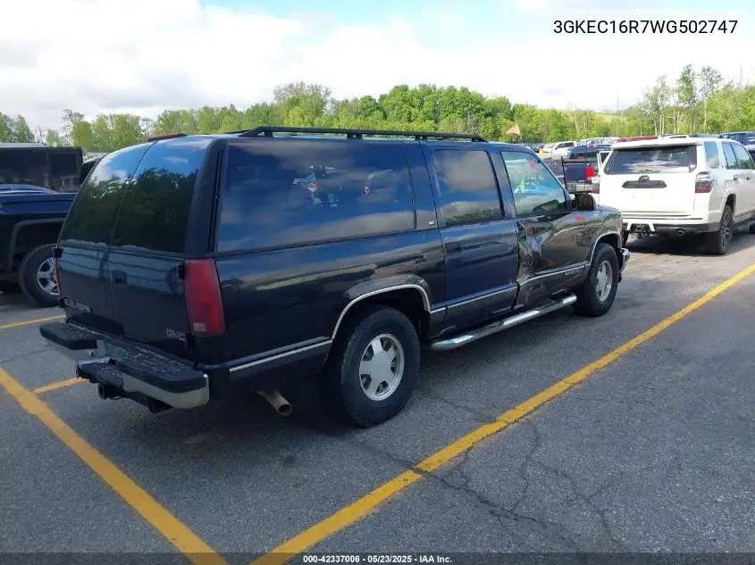 1998 GMC Suburban 1500 Sl VIN: 3GKEC16R7WG502747 Lot: 42337006