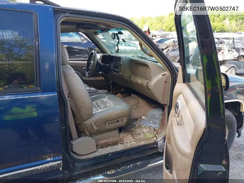 1998 GMC Suburban 1500 Sl VIN: 3GKEC16R7WG502747 Lot: 42337006