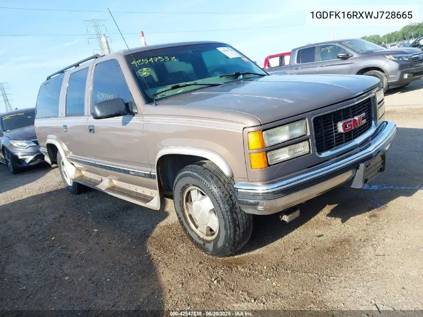 1998 GMC Suburban K1500 VIN: 1GDFK16RXWJ728665 Lot: 42547538
