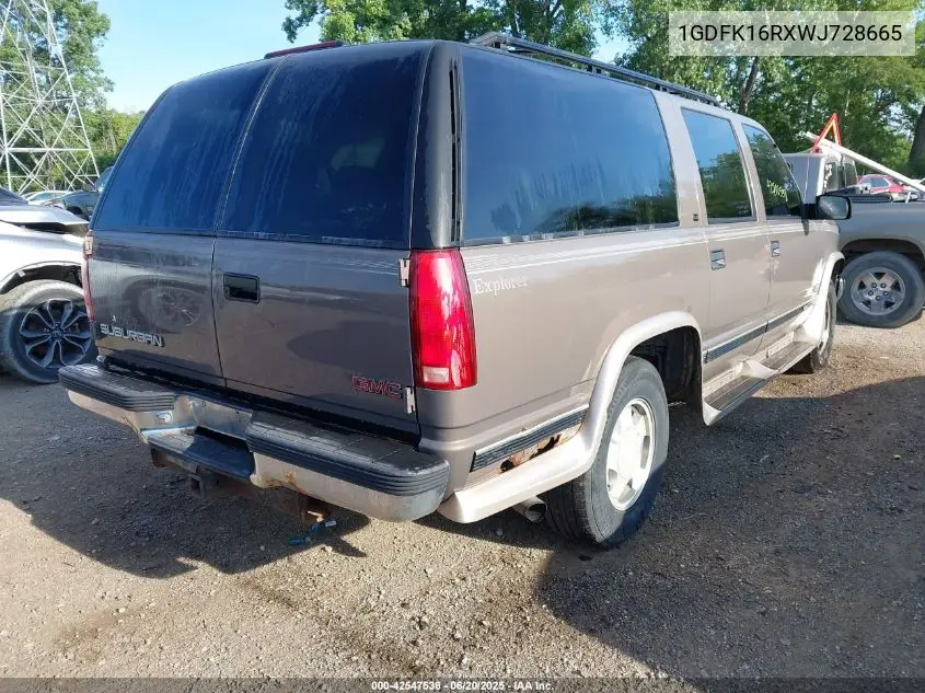 1998 GMC Suburban K1500 VIN: 1GDFK16RXWJ728665 Lot: 42547538