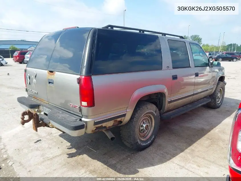 1999 GMC Suburban 2500 Sl VIN: 3GKGK26J2XG505570 Lot: 42358504