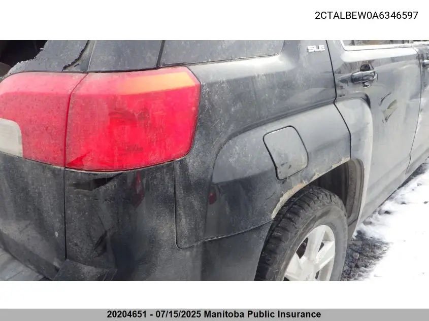 2010 GMC Terrain Sle VIN: 2CTALBEW0A6346597 Lot: 20204651