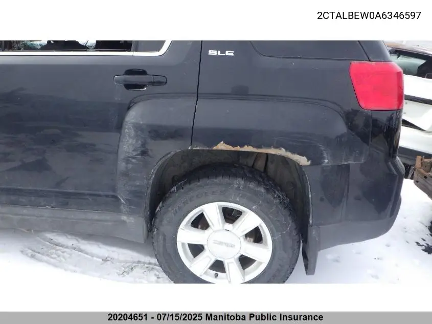 2010 GMC Terrain Sle VIN: 2CTALBEW0A6346597 Lot: 20204651