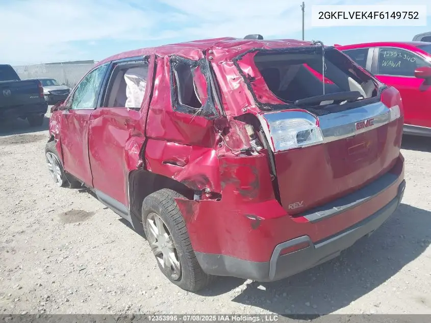 2015 GMC Terrain Sle VIN: 2GKFLVEK4F6149752 Lot: 12353995