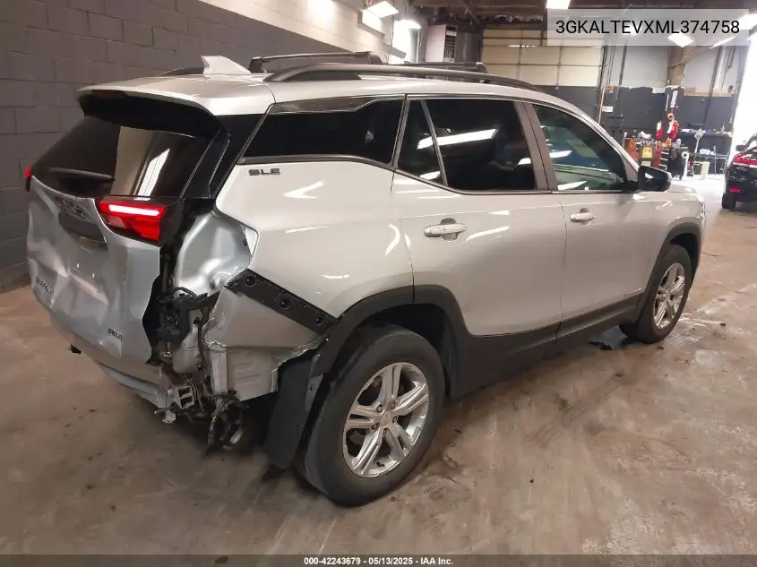 2021 GMC Terrain Awd Sle VIN: 3GKALTEVXML374758 Lot: 42243679