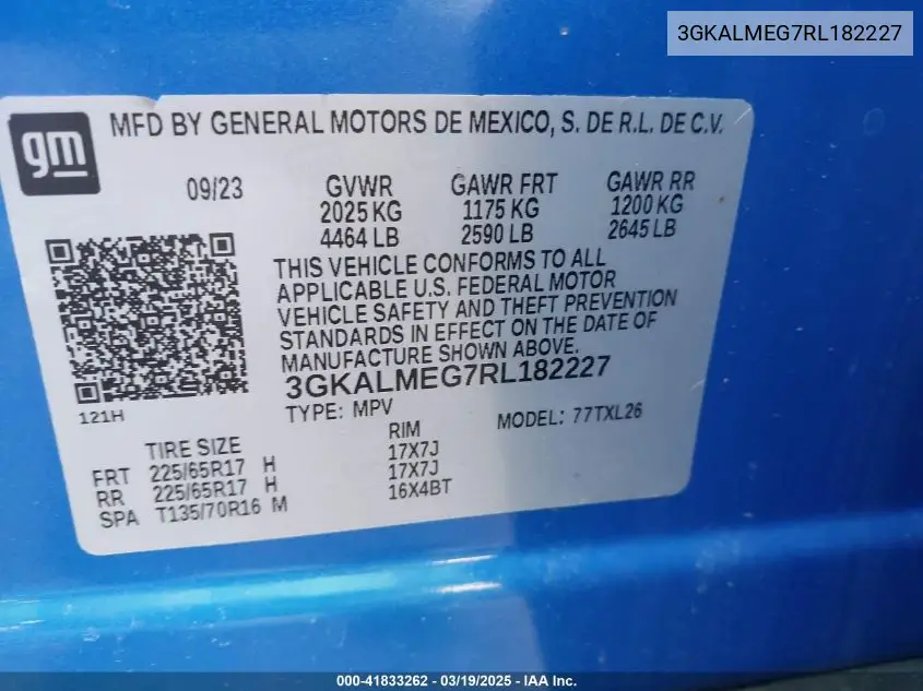 2024 GMC Terrain Fwd Sle VIN: 3GKALMEG7RL182227 Lot: 41833262