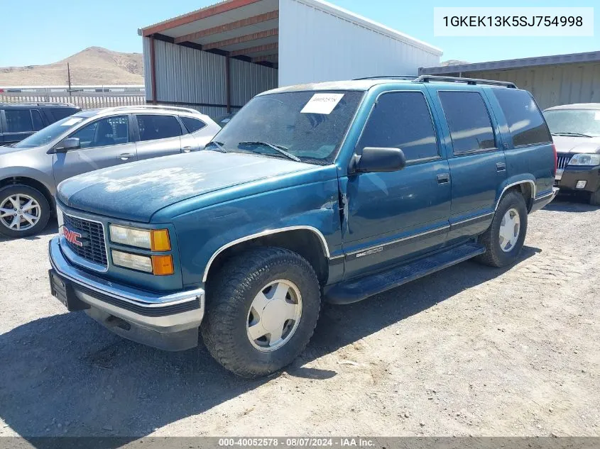 1995 GMC Yukon VIN: 1GKEK13K5SJ754998 Lot: 40052578