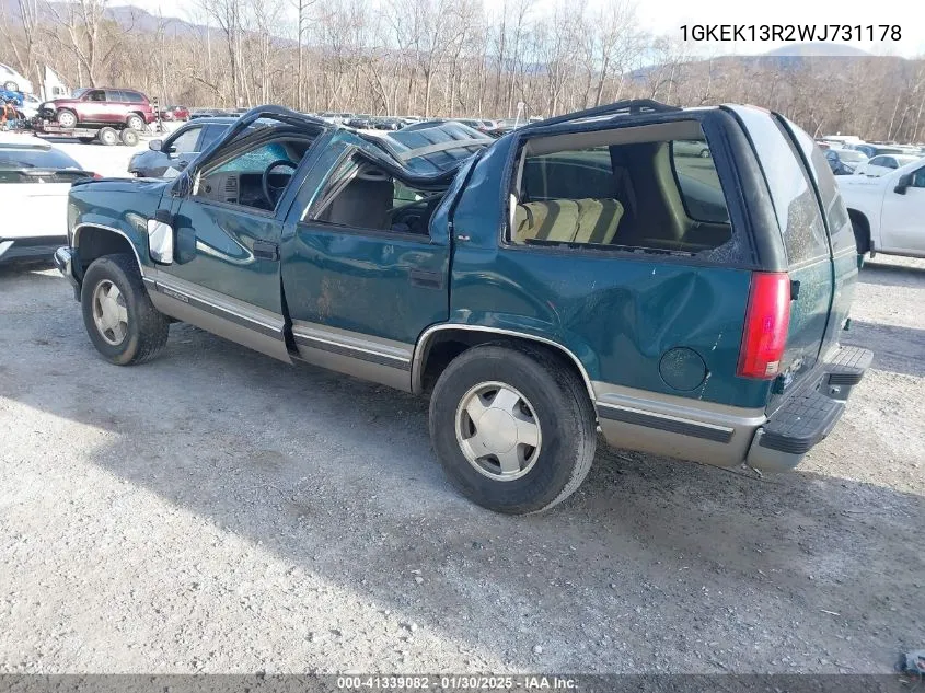 1998 GMC Yukon Sle VIN: 1GKEK13R2WJ731178 Lot: 41339082