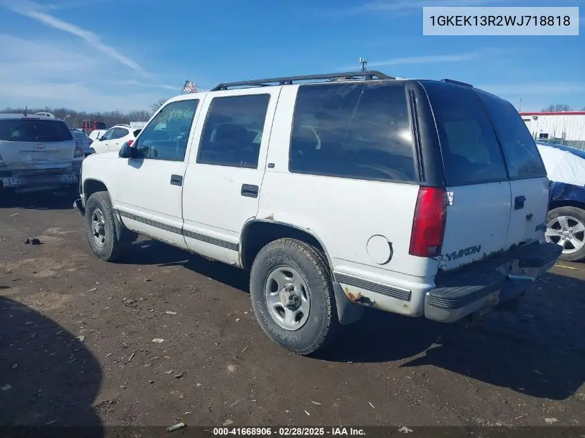 1998 GMC Yukon Slt VIN: 1GKEK13R2WJ718818 Lot: 41668906