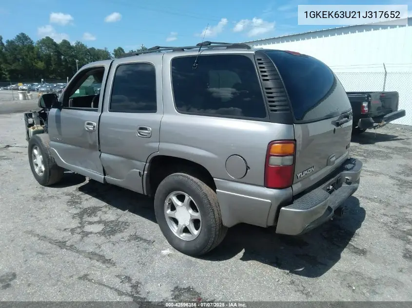 2001 GMC Yukon Denali VIN: 1GKEK63U21J317652 Lot: 42596356