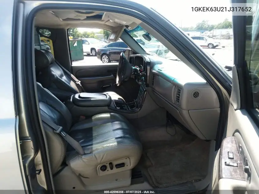 2001 GMC Yukon Denali VIN: 1GKEK63U21J317652 Lot: 42596356