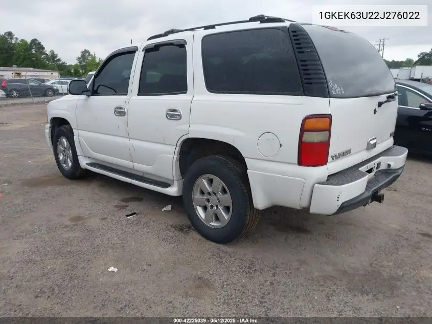 2002 GMC Yukon Denali VIN: 1GKEK63U22J276022 Lot: 42225039