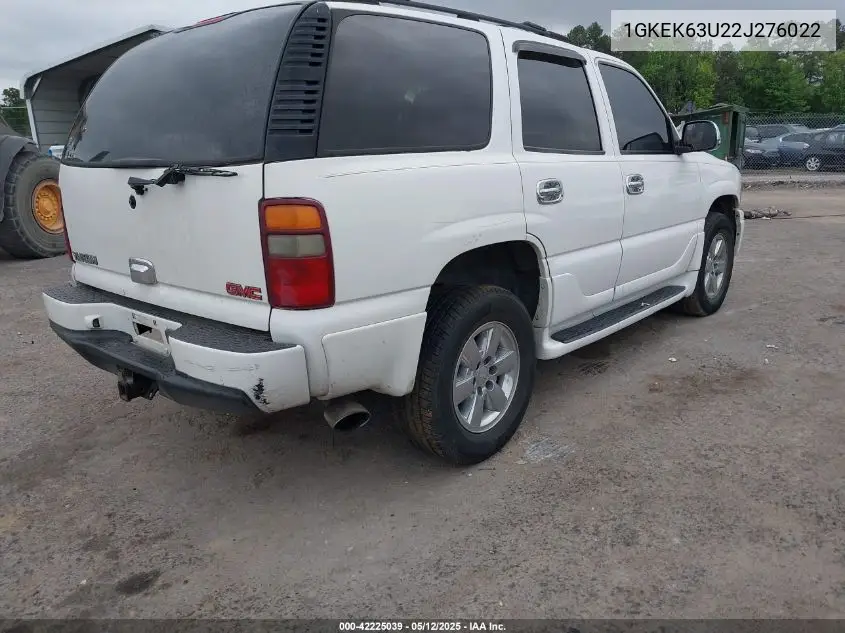 2002 GMC Yukon Denali VIN: 1GKEK63U22J276022 Lot: 42225039