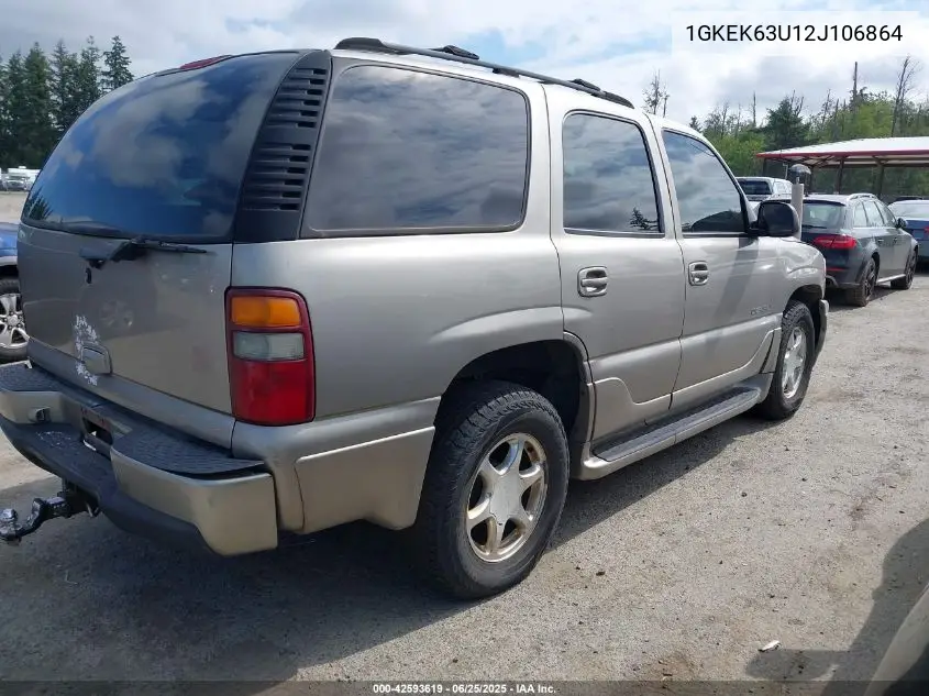 2002 GMC Yukon Denali VIN: 1GKEK63U12J106864 Lot: 42593619