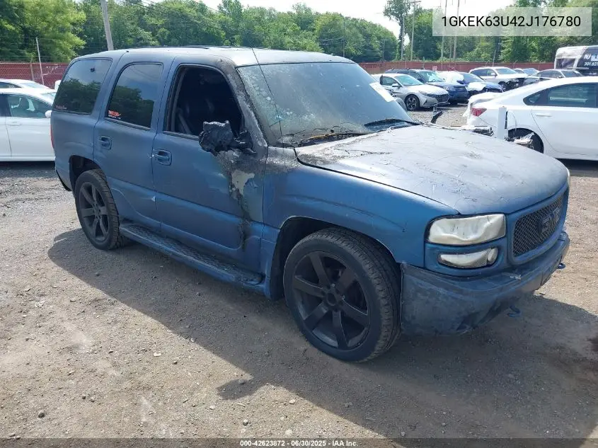 2002 GMC Yukon Denali VIN: 1GKEK63U42J176780 Lot: 42623872
