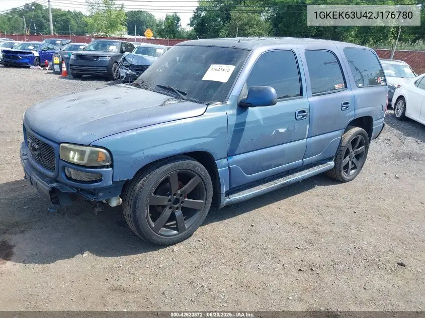2002 GMC Yukon Denali VIN: 1GKEK63U42J176780 Lot: 42623872