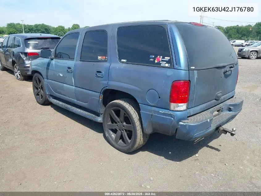 2002 GMC Yukon Denali VIN: 1GKEK63U42J176780 Lot: 42623872
