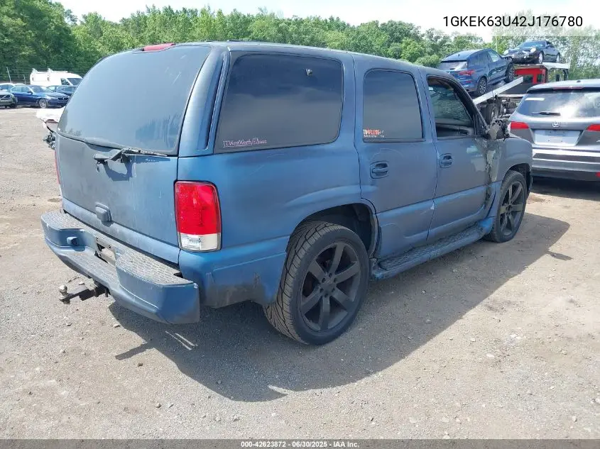 2002 GMC Yukon Denali VIN: 1GKEK63U42J176780 Lot: 42623872
