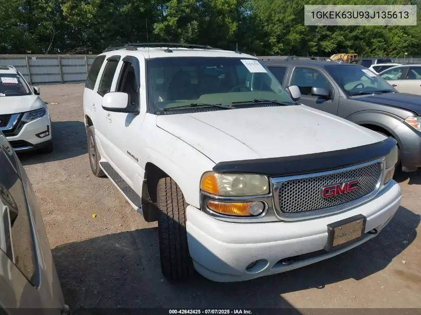2003 GMC Yukon Denali VIN: 1GKEK63U93J135613 Lot: 42642425