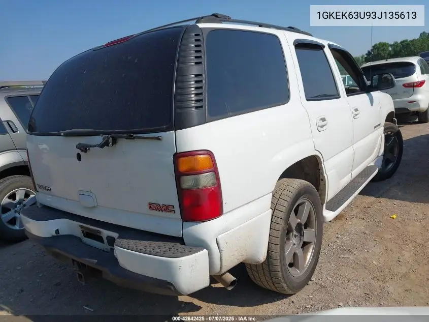 2003 GMC Yukon Denali VIN: 1GKEK63U93J135613 Lot: 42642425