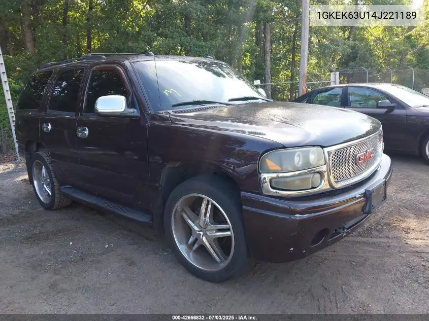2004 GMC Yukon Denali VIN: 1GKEK63U14J221189 Lot: 42666832