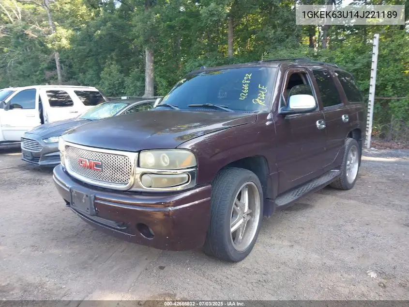 2004 GMC Yukon Denali VIN: 1GKEK63U14J221189 Lot: 42666832