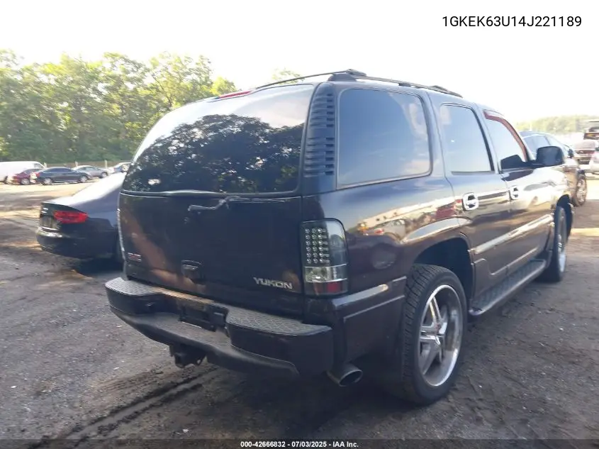 2004 GMC Yukon Denali VIN: 1GKEK63U14J221189 Lot: 42666832