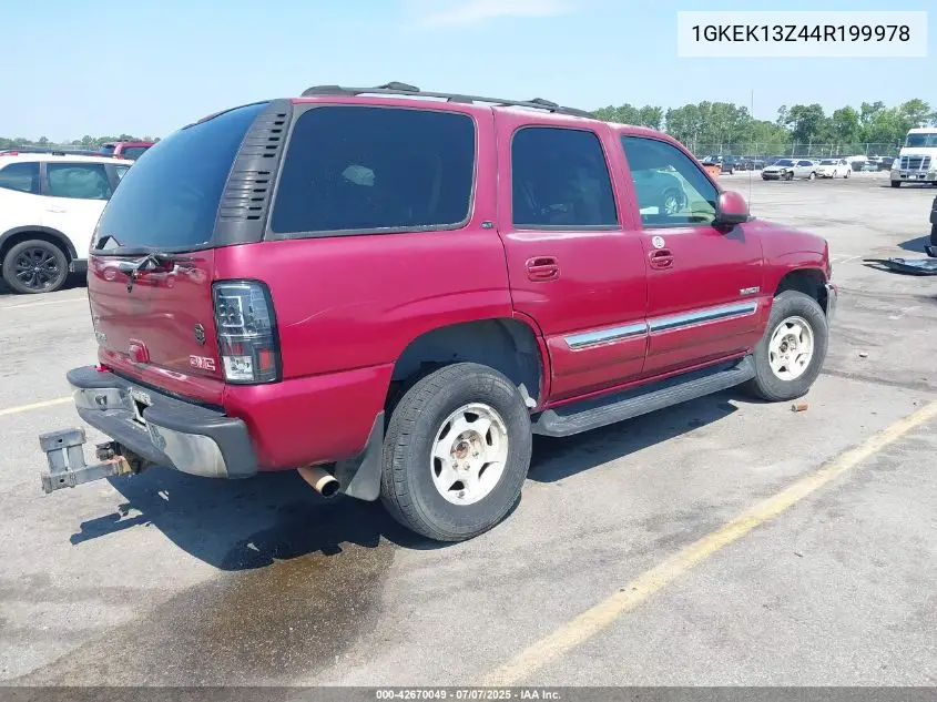 2004 GMC Yukon Slt VIN: 1GKEK13Z44R199978 Lot: 42670049
