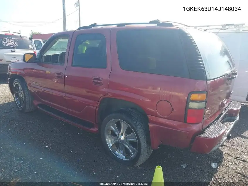 2004 GMC Yukon Denali VIN: 1GKEK63U14J148034 Lot: 42673910