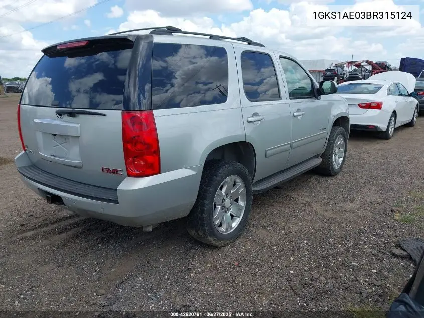 2011 GMC Yukon Sle VIN: 1GKS1AE03BR315124 Lot: 42620761
