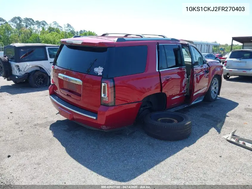 2015 GMC Yukon Denali VIN: 1GKS1CKJ2FR270403 Lot: 42027140